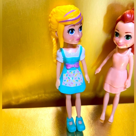 POLLY POCKET DOLLS LILA, RED HEAD & WHITE & TEAL BAKING SPRINKLES DOLL 4” MATTEL - Picture 11 of 11